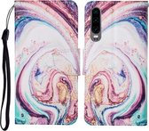 Voor Huawei P30 Gekleurde Tekening Patroon Horizontale Flip Leren Case met Houder & Kaartsleuven & Portemonnee & Lanyard (Whirlpool Marmer)