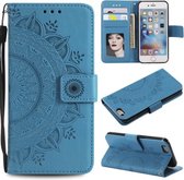 Totem Flower Reliëf Horizontale Flip TPU + PU lederen tas met houder & kaartsleuven & portemonnee voor iPhone 6 Plus (blauw)