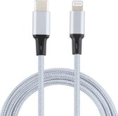 2A USB naar 8-pins gevlochten datakabel, kabellengte: 1 m (zilver)