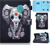 Geschilderd patroon TPU horizontaal Flip lederen beschermhoes voor universeel 7 inch (Rose Elephant)