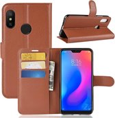 Litchi Texture Horizontale Flip Leren Case voor Xiaomi Redmi 6 Pro / Mi A2 Lite, met Portemonnee & Houder & Kaartsleuven (Bruin)