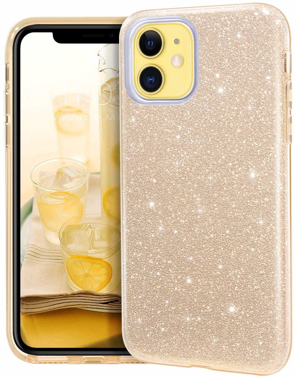 Ntech hoesje Geschikt voor iPhone 11 Glitter TPU Back Hoesje - Goud