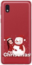 Voor Samsung Galaxy A01 Core Christmas Series Clear TPU beschermhoes (Girl Snowman)