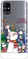 Voor Samsung Galaxy M31s Christmas Series Clear TPU beschermhoes (Penguin Family)