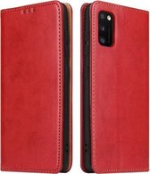 Voor Samsung Galaxy A41 Fierre Shann PU lederen textuur horizontale flip case met houder & kaartsleuven & portemonnee (rood)