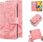 Voor Samsung Galaxy M30s / M21 Tiger Embossing Pattern Horizontale Flip lederen tas met houder & kaartsleuven & portemonnee (roze)