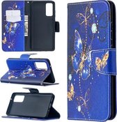 Voor Samsung Galaxy S20 FE 5G / S20 Lite Gekleurde tekening patroon Horizontale Flip lederen tas met houder & kaartsleuven & portemonnee (paarse vlinder)