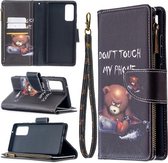 Voor Samsung Galaxy S20 FE 5G / S20 Lite Gekleurde Tekening Patroon Rits Horizontale Flip Lederen Case met Houder & Kaartsleuven & Portemonnee (Beer)