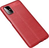 Voor Galaxy M51 (zijvingerafdruk) Litchi Texture TPU schokbestendig hoesje (rood)