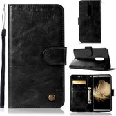 Voor ZTE AXON7 Retro Koperen Knop Crazy Horse Horizontale Flip PU Lederen Case met Houder & Kaartsleuven & Portemonnee & Lanyard (Zwart)
