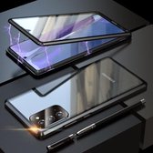 Voor Samsung Galaxy Note20 Ultra Schokbestendig Dubbelzijdig Gehard Glas Magnetische Attractie Case Met Zwarte Camera Lens Beschermhoes (Zwart)