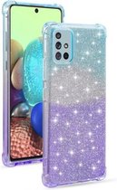 Voor Samsung Galaxy A71 4G gradiënt glitter poeder schokbestendig TPU beschermhoes (blauw paars)