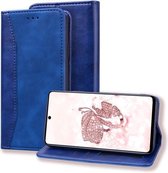 Voor Samsung Galaxy A51 Business Stitching Horizontale flip lederen tas met dubbele vouw & beugel & kaartsleuven & fotolijst & portemonnee (saffierblauw)