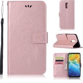 Windgong Uil Embossing Patroon Horizontale Flip Leren Case met Houder & Kaartsleuven & Portemonnee Voor LG Q Stylo 5 (Rose Goud)