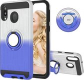 Voor Galaxy M20 2 in 1 pc + TPU beschermhoes met 360 graden roterende ringhouder (zilverblauw)