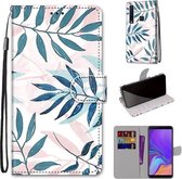 Voor Samsung Galaxy A9 2018 Gekleurde Tekening Cross Textuur Horizontale Flip PU Lederen Case met Houder & Kaartsleuven & Portemonnee & Lanyard (Roze Groene Naalden)