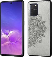 Voor Samsung Galaxy M80s / A91 / S10 Lite Mandala Reliëfdoek + PC + TPU Mobiele telefoonhoes met magnetische functie en draagriem (grijs)