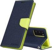 Voor Samsung Galaxy Note20 GOOSPERY FANCY DAGBOEK Horizontale Flip PU lederen tas met houder & kaartsleuven & portemonnee (marineblauw)
