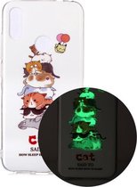 Voor Xiaomi Redmi Note 7 Lichtgevende TPU zachte beschermhoes (katten)