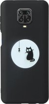 Voor Xiaomi Redmi Note 9 Pro Black Frosted Painted TPU beschermhoes (kat)