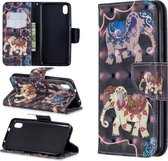3D gekleurde tekening patroon horizontale flip lederen tas met houder & kaartsleuven & portemonnee voor Xiaomi Redmi 7A (twee olifanten)