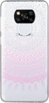 Voor Xiaomi Poco X3 gekleurd tekeningpatroon transparant TPU beschermhoes (roze bloem)