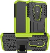 Tyre Texture TPU + PC schokbestendig hoesje voor Motorola Moto G7 Play, met houder (groen)