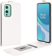 Voor OnePlus 9 R64 Texture enkele verticale flip lederen beschermhoes met kaartsleuven en fotolijst (wit)