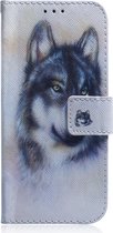 Samsung Galaxy A21s Hoesje - Mobigear - Design Serie - Kunstlederen Bookcase - Wolf - Hoesje Geschikt Voor Samsung Galaxy A21s