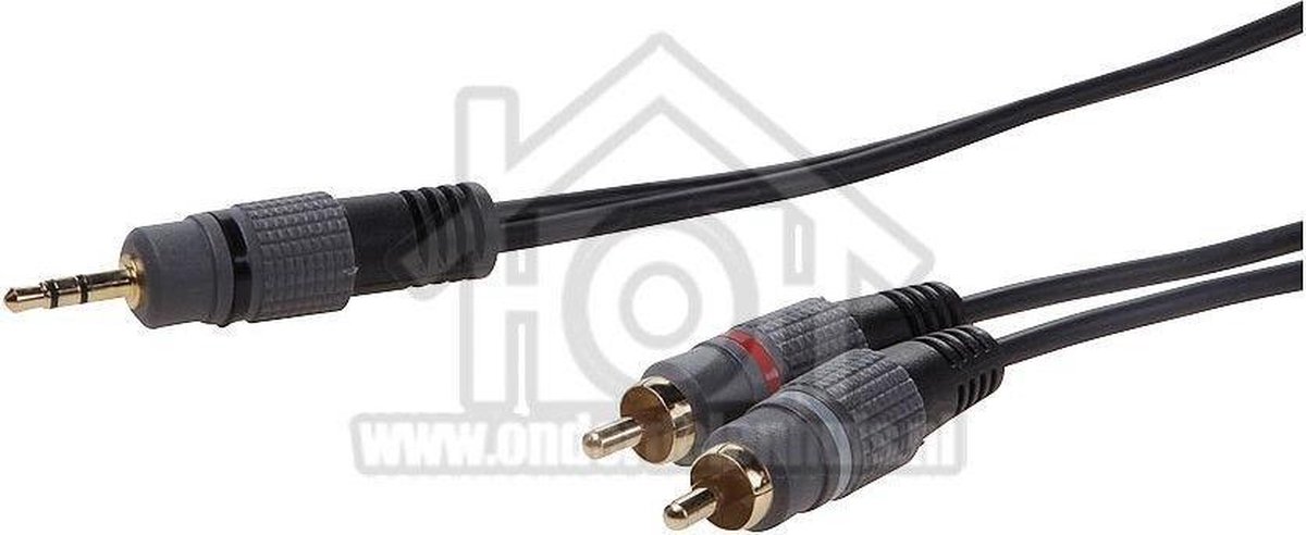 Jack 3.5mm Stereo Male - 2x Tulp RCA Male, 5.0 meter