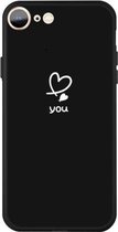 Voor iPhone SE 2020/8/7 Love-heart Letter Pattern Colorful Frosted TPU telefoon beschermhoes (zwart)