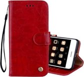 Voor Huawei Y5 (2017) / Y6 (2017) Zakelijke stijl Olie-wastextuur Horizontale flip lederen tas met houder & kaartsleuven & draagriem (rood)