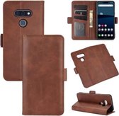 Voor LG style3 L-41A Dual-side magnetische gesp Horizontale flip lederen tas met houder & kaartsleuven & portemonnee (bruin)