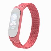 Voor Geschikt voor Xiaomi Mi Band 5/4/3 / Huami Single Lap Gevlochten Garen + TPU Polsband Horlogebanden, Maat: M (Roze)