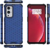 Voor OnePlus 9 Pro schokbestendig honingraat pc + TPU-hoesje (blauw)