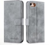 Voor iPhone 7/8 Diaobaolee Pure Fresh Texture Horizontale Flip Leather Case, met houder & kaartsleuf & portemonnee & fotolijst (grijs)