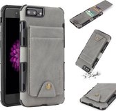 Voor iPhone 6 Plus & 6s Plus stoffen textuur + TPU schokbestendige beschermhoes met verticale flip-kaartsleuven (grijs)