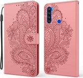 Voor Xiaomi Redmi Note 8T Pauw Reliëf Patroon Horizontale Flip Leren Case met Houder & Kaartsleuven & Portemonnee & Lanyard (Roze)