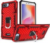 Voor Xiaomi Redmi 6A Cool Armor PC + TPU schokbestendig hoesje met 360 graden rotatie ringhouder (rood)