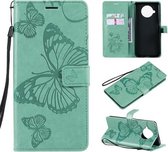 Voor Xiaomi Mi 10T Lite 3D vlinders reliëfpatroon horizontale flip lederen tas met houder & kaartsleuf & portemonnee (groen)