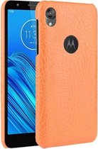 Voor Motorola Moto E6 schokbestendige krokodiltextuur pc + PU-hoes (oranje)