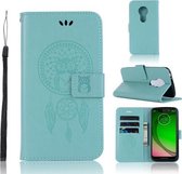Windgong Uil Embossing Patroon Horizontale Flip Leren Case met Houder & Kaartsleuven & Portemonnee Voor Motorola Moto G7 Play (Groen)
