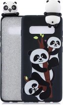 Voor Galaxy S10 + schokbestendige Cartoon TPU beschermhoes (drie panda's)