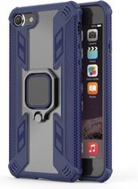 Iron Warrior schokbestendige TPU + pc-beschermhoes voor iPhone 8, met 360 graden rotatiehouder (blauw)