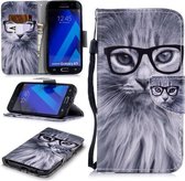 Voor Samsung Galaxy A5 (2017) Gekleurde tekening Patroon Horizontaal Flip TPU + PU lederen tas met houder & kaartsleuven & portemonnee & lanyard (Fashion Cat)