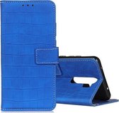 Voor OPPO A9 (2020) Krokodiltextuur Horizontale flip lederen tas met houder & portemonnee & kaartsleuven & fotolijst (blauw)