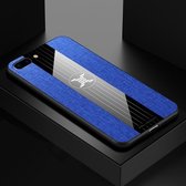 Voor iPhone SE 2020 & 8 & 7 XINLI gestikte stoffen textuur schokbestendig TPU beschermhoes (blauw)