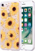 Goudfoliestijl Dropping Glue TPU zachte beschermhoes voor iPhone 7 Plus (zonnebloem)