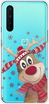 Voor OnePlus Nord Christmas Series transparante TPU beschermhoes (Smiley Deer)