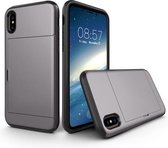 Voor iPhone X / XS TPU + pc Dropproof beschermende achterkant van de behuizing met kaartsleuf (grijs)